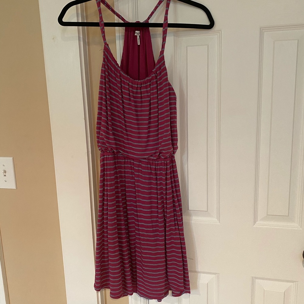 Splendid cranberry/grey stripe halter dress